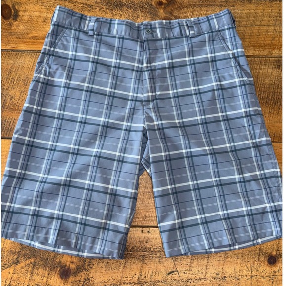 Nike Golf Other - Nike‎ Golf Dri-Fit Mens Blue Gray Plaid Stretch Casual Athleisure Shorts Size 34
